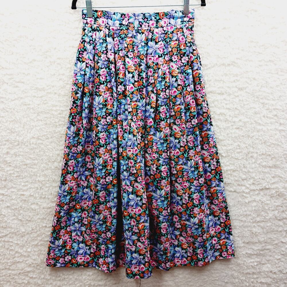 Skirt Maxi VTG Pink Floral Pleated Bloomcore Gardencore Romantic Feminine Size M